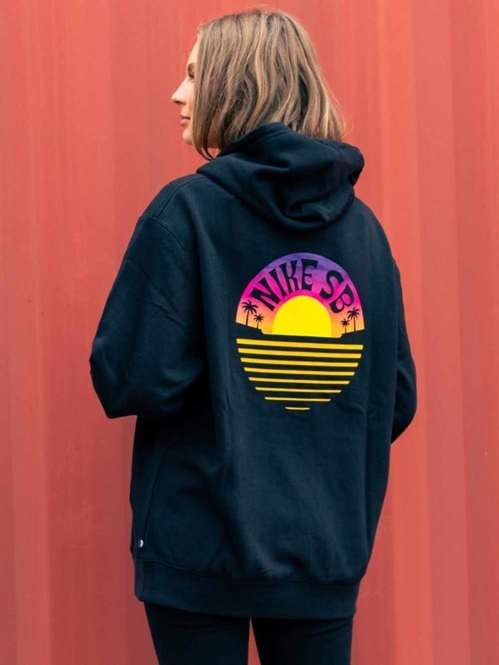 Nike SB Black Hoodie with Sunset Graphic